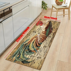 Colorful Rooster Kitchen Floor Mat Non Slip Water Absorbing Rug