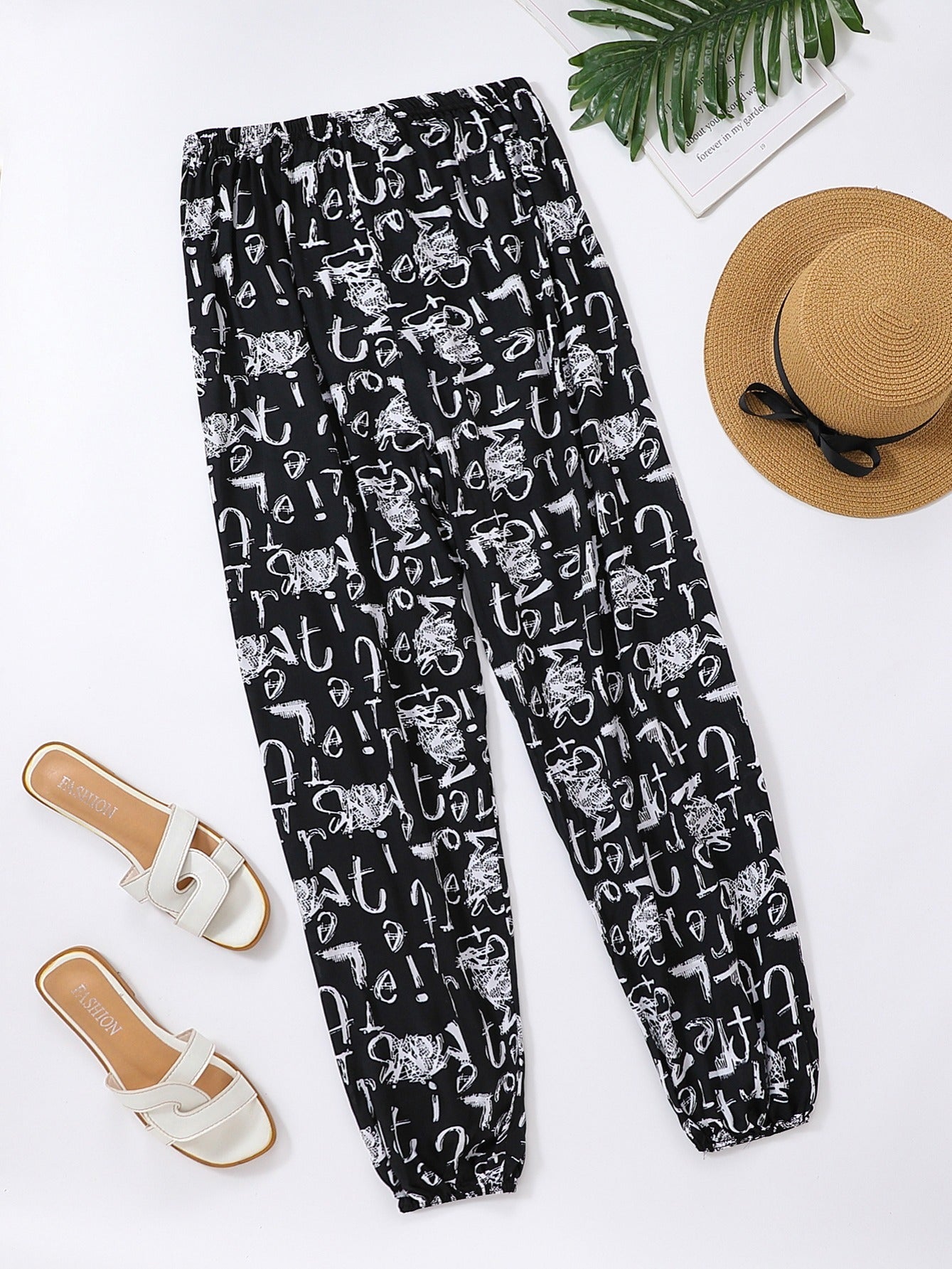 Loose Letter Graffiti High Waist Bloomers Pants