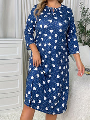 Plus Heart & Dot Print Tie Front Tee Sleep Dress