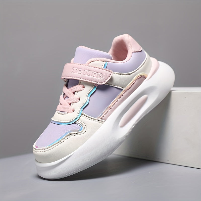 Girl's Colour Block Chunky Shoes Comfy Non Slip Casual Soft Sole Sneakers