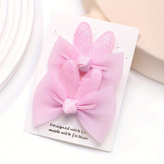 2pcs Mesh Bow Bunny Hair Clips for Baby Girls