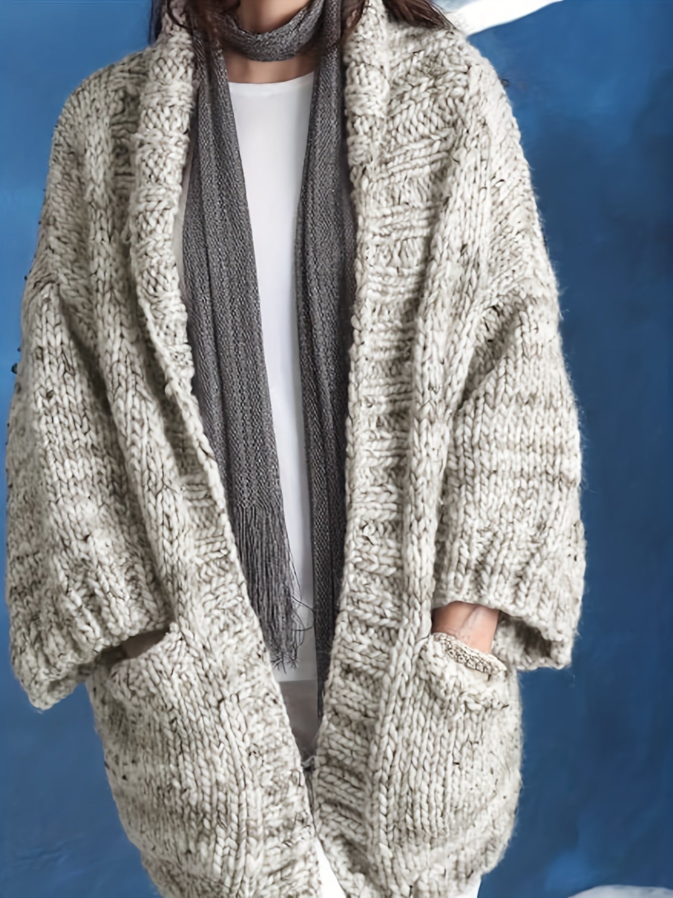 Women's Heathered Open Front Cardigan with Pockets