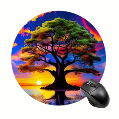 Tree Round Mouse Mat Non Slip Rubber Base Small Size Mousepad