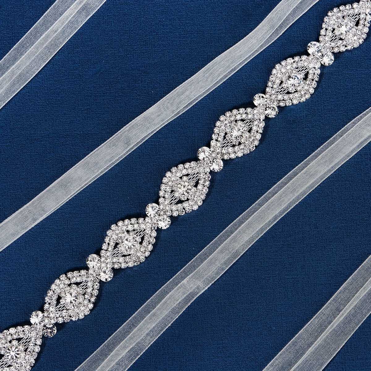 Crystal Rhinestone Bridal Belt Wedding Dress Sash Organza