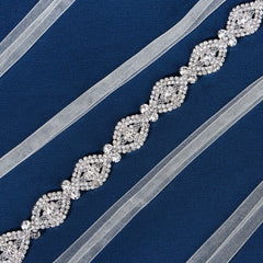 Crystal Rhinestone Bridal Belt Wedding Dress Sash Organza