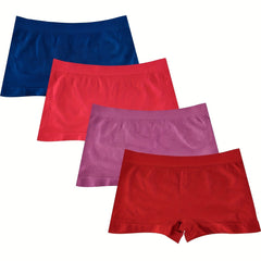 4pcs Mixed Boyshort Panties Low Waist Intimates Women's Lingerie