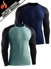 2 Pcs Men's Block Comfy Quick-drying Compression T-shirts for Fitness