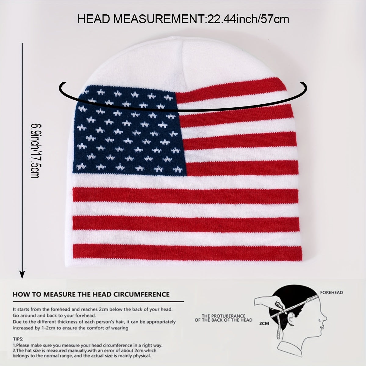 Unisex Flag Jacquard Beanie Block Knit Hat Lightweight Warm Skull Cap
