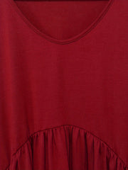 Solid Half Sleeve V Neck Ruched Dress