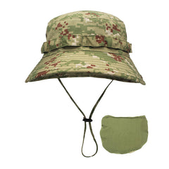 Men's Camouflage Bucket Hat Sunscreen Wide Brim Hat for Outdoor Activities