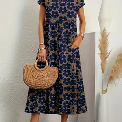 Floral Print Vintage Midi Dress Women's Clothing
