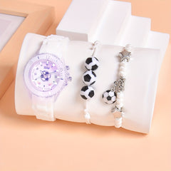 3pcs Boys' Sports Quartz Wristwatch Set Football Style Luminous Display