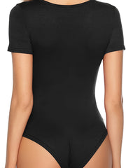Slim Fit Crew Neck Bodysuit Short Sleeve Sexy Waist Bodycon