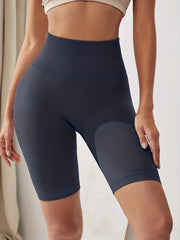 Solid High Waist Seamless Yoga Shorts for Women