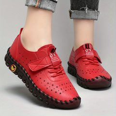 Women's Hollow Out Flat Sneakers Low Top Hook & Loop Shoes