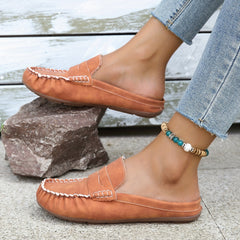 Women's Casual Flat Slip On Slide Sandals with Stitching Detail