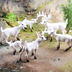 Christmas Snow Tail Deer Wild Forest Jungle Animal Model Set
