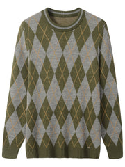 Men's Diamond Jacquard Crewneck Sweater