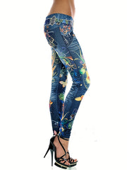 Graphic Print Skinny Leggings Casual Every Stretchy Leggings