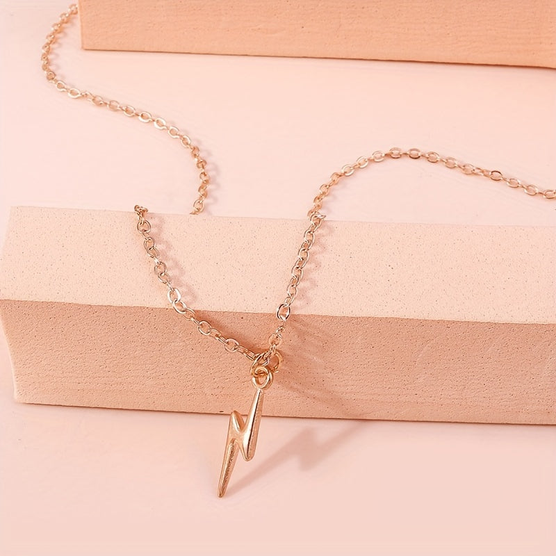 Stylish Golden Lightning Pendant Necklace for Her