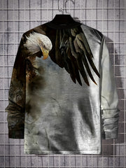 Eagle Print Men's Long Sleeve Vintage T shirt For Autumn