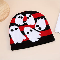 Skull Pattern Knit Beanie Hat for Men and Women