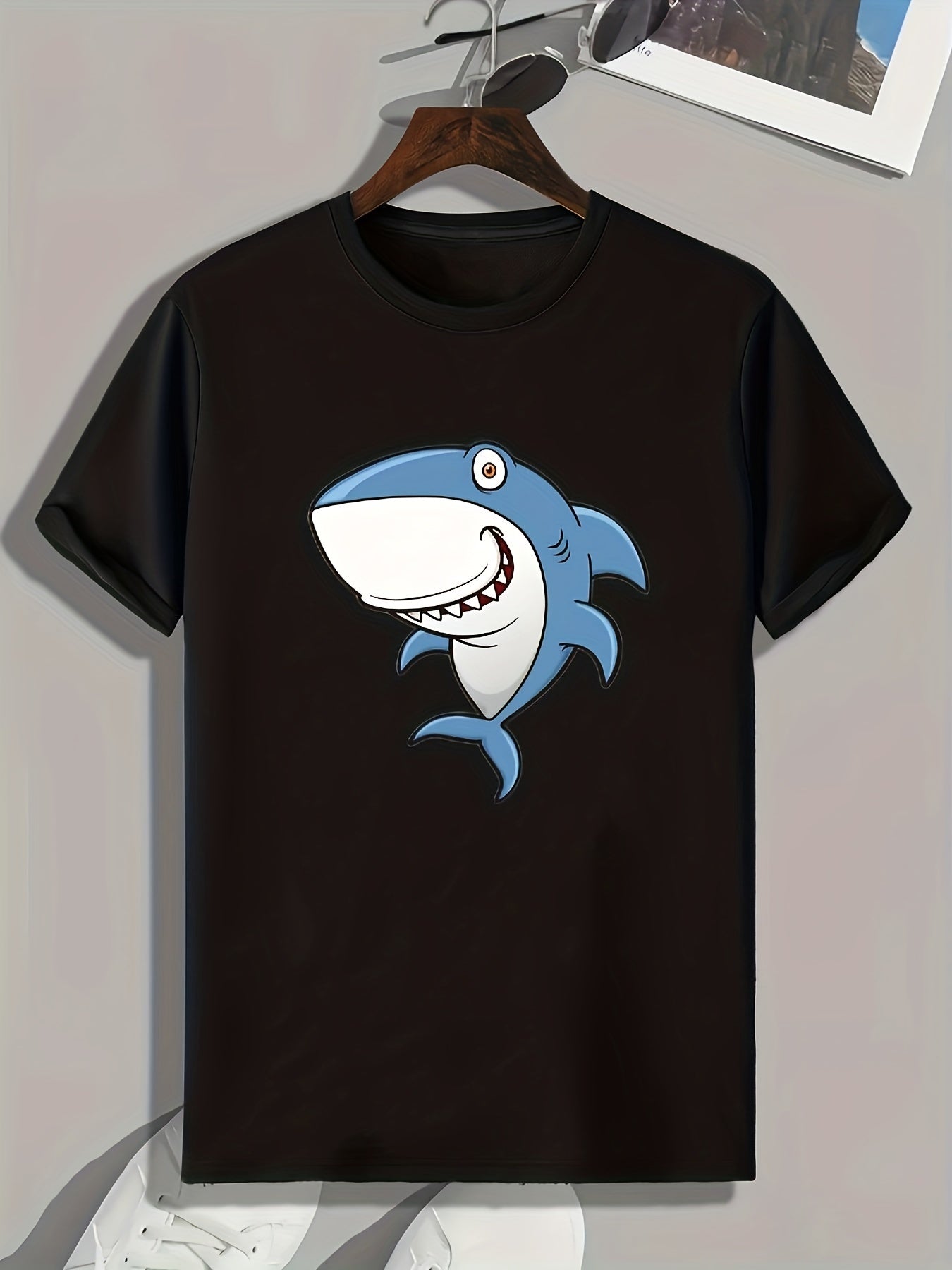 Shark Print Men's Graphic T-shirt for Summer