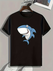 Shark Print Men's Graphic T-shirt for Summer