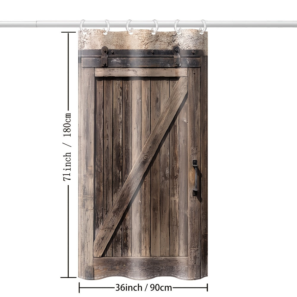 Rustic Western Shower Curtain Dark Brown Barn Door