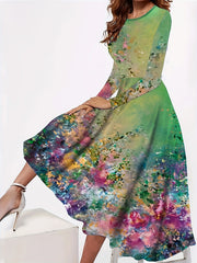 Floral Print Long Sleeve Casual Dress