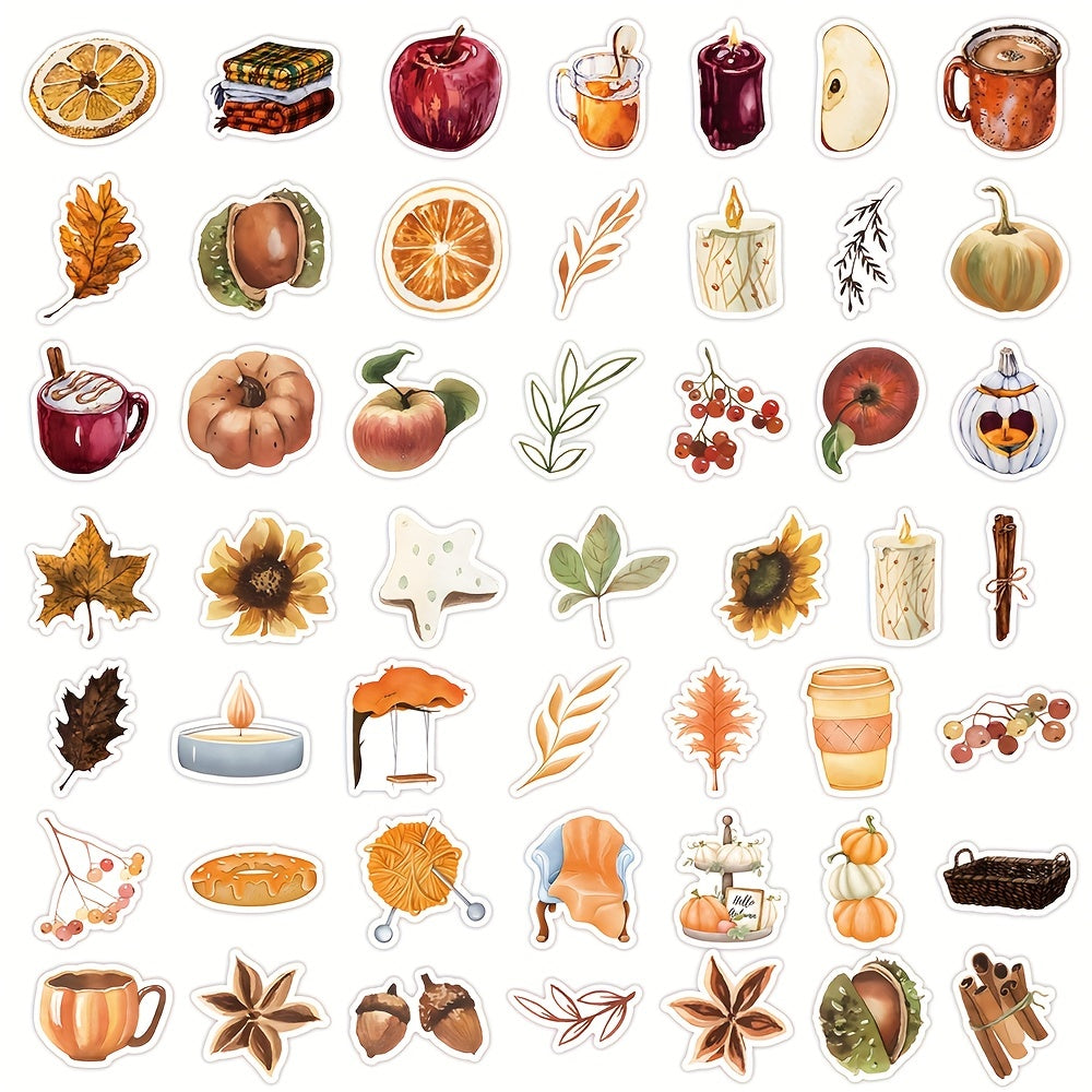 60pcs Autumn Maple Leaves Decal Stickers Waterproof Vinyl Stickers