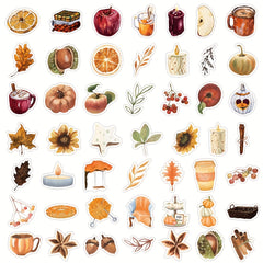 60pcs Autumn Maple Leaves Decal Stickers Waterproof Vinyl Stickers