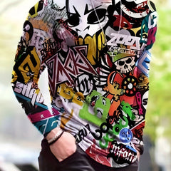 GRAFFITI All Over Print Men's Long Sleeve Novelty T shirt