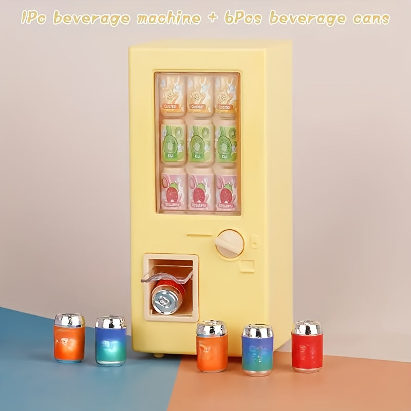 Mini Dollhouse Beverage Machine Set with Pull Tab Drinks