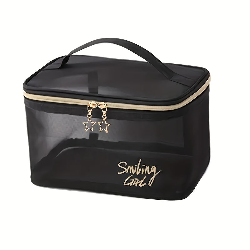 Mesh Clear Travel Toiletry Bag with Zipper & Handle