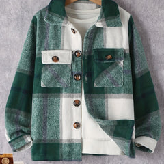 Girls Casual Plaid Button Down Jacket for Spring Fall
