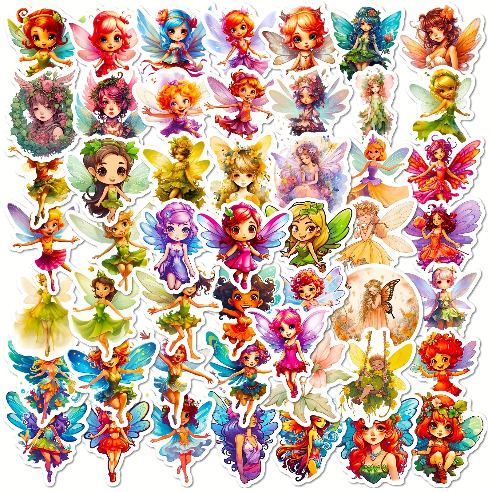 50pcs Butterfly Fairy Stickers Waterproof for Water Bottle Laptop