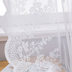 Pastoral Rose Floral Embroidered Sheer Curtain Panels for Bedroom