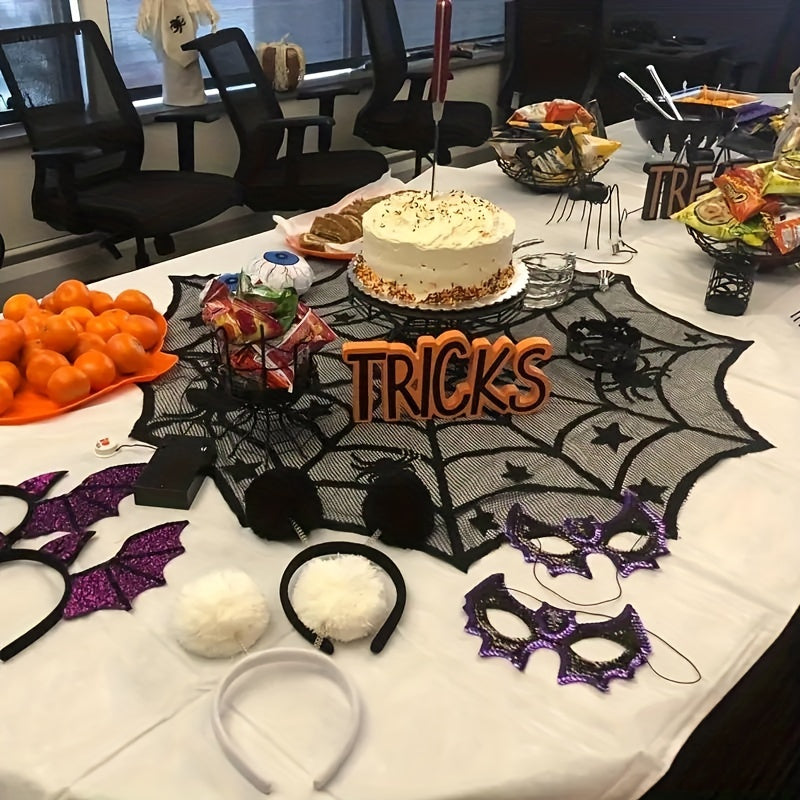 Halloween Lace Spider Web Tablecloth Flag Decoration