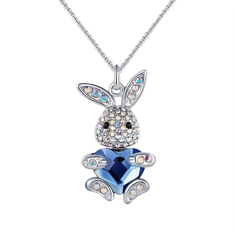 Crystal Rabbit Pendant Necklace - Fashionable Girl Party Jewelry