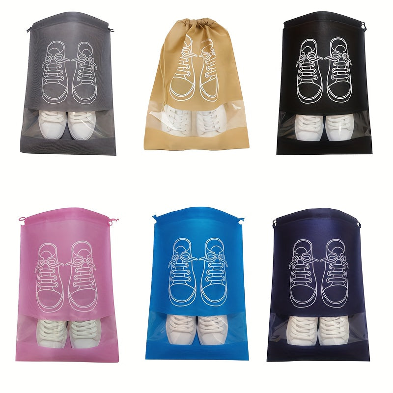 6pcs Portable Shoe Drawstring Storage Bag Non Woven Fabric Shoe Bag