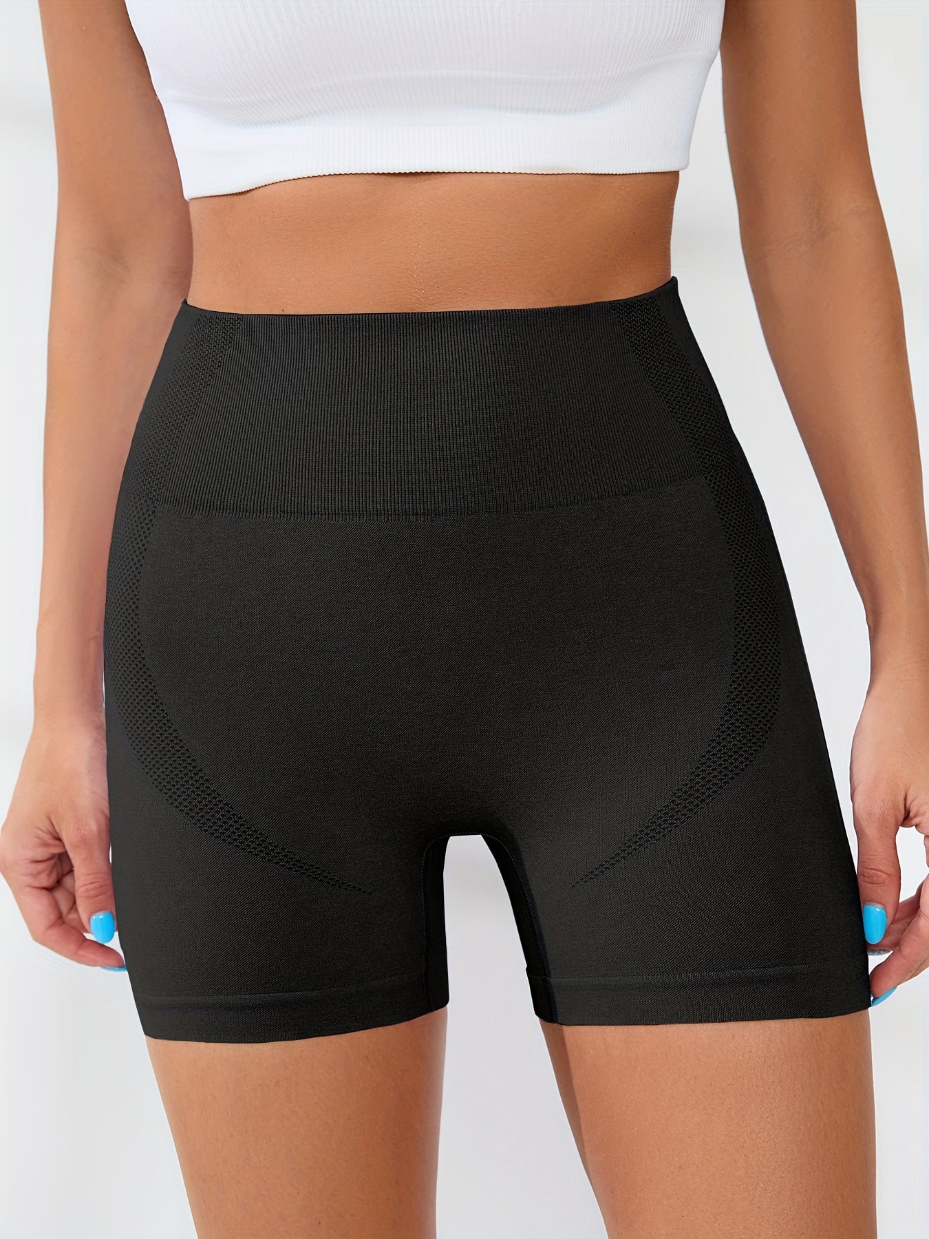 Seamless Hip Lifting Yoga Sports Shorts Wide Waistband Workout Biker Shorts