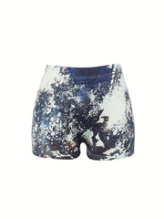 Letter Print Skinny Shorts for Women