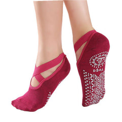 Women's Non-slip Yoga Socks Towel Bottom with Invisible Strap