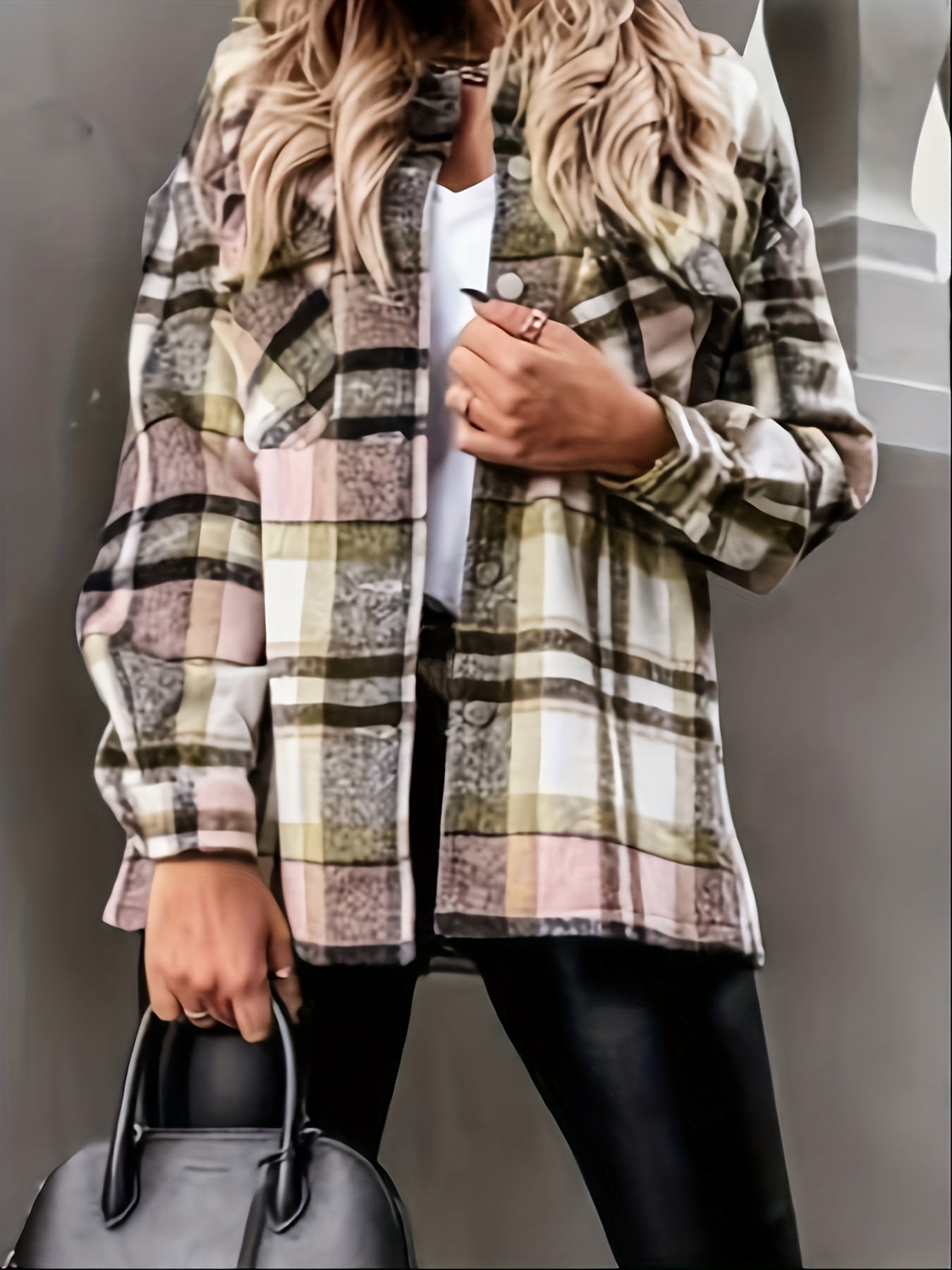 Plaid Shirt Jacket Button Up Casual Plaid Shacket Women's Clothing