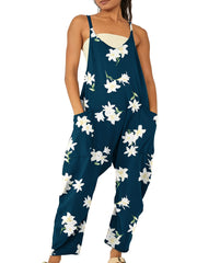 Paisley Print Overall Jumpsuit with Dual Pockets