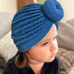 Plain Jacquard Donut Baby Hat for 0-3 Years