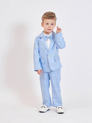 Baby Boys Gentleman 2pcs Suit Plaid Top With Bow Plaid Pants