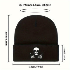 Skull Embroidered Knitted Hat Winter Warm Hat