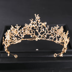 Vintage Golden Dragonfly Tiara Whimsical Fairy Crown Bridal Floral Tiara